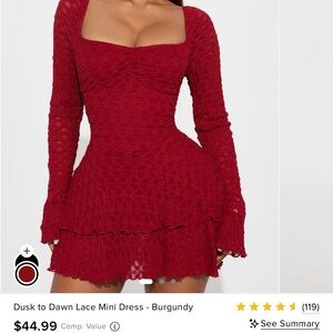 Fashion Nova Red Lace Mini Dress